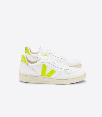 Adults Outlet Veja V-10 δερματινα Jaune Fluo ασπρα | GRGRX85717