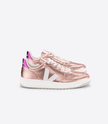 Adults Outlet Veja V-10 δερματινα Nacre Fushia ασπρα | QGRWA73326