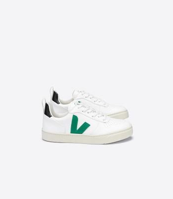 Kids Vegan Veja V-10 Laces Cwl Emeraude ασπρα μαυρα | GRJVR59390